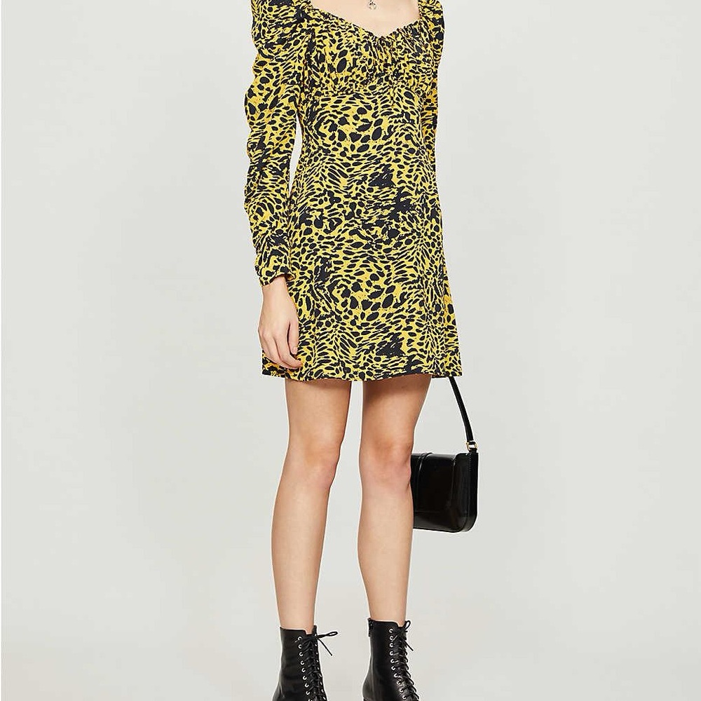 Leopard Print Yellow Dress